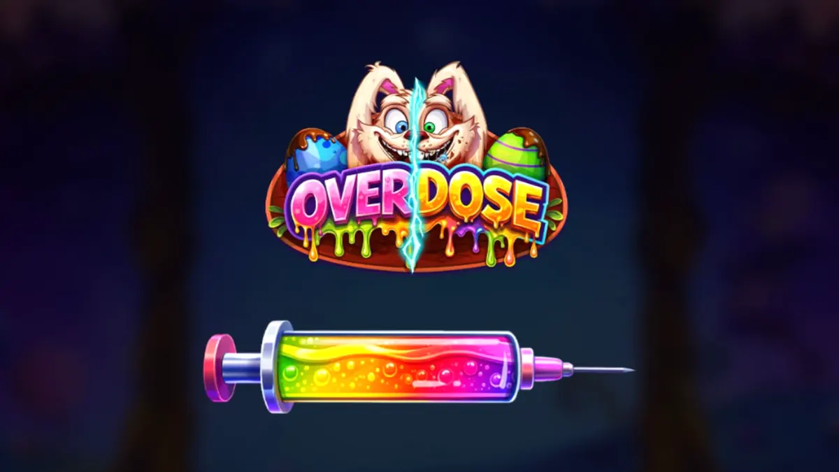 Tampilan visual slot Overdose dari Wicked Games dengan tema Easter yang gelap