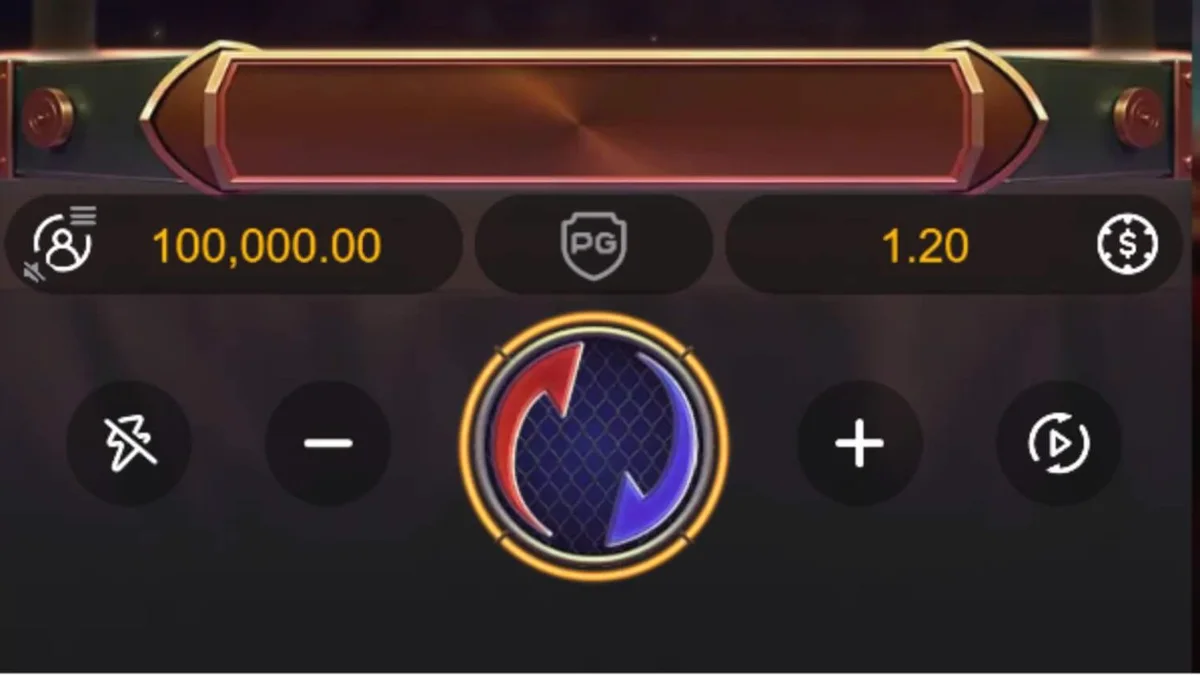 Arena gulat yang megah dengan simbol-simbol petarung di dalam slot Reel Royale Showdown